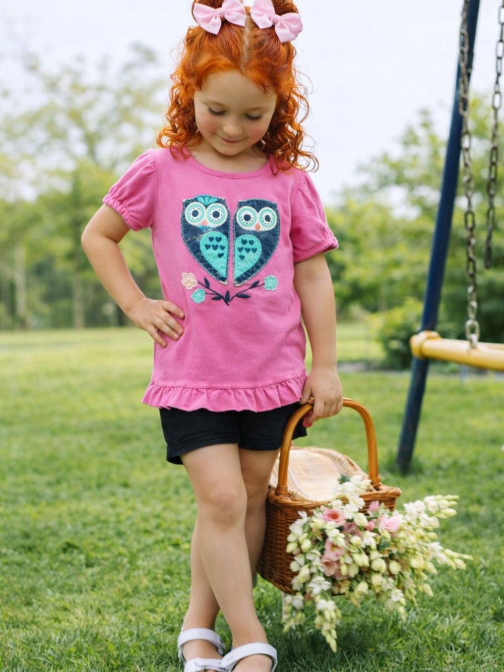 Okey-dokey Pink short sleeve T-shirt double 🦉